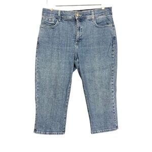 NYDJ Jeans Womens 12P Petite Blue Denim Cropped Capri Lift Tuck Tech Stretch